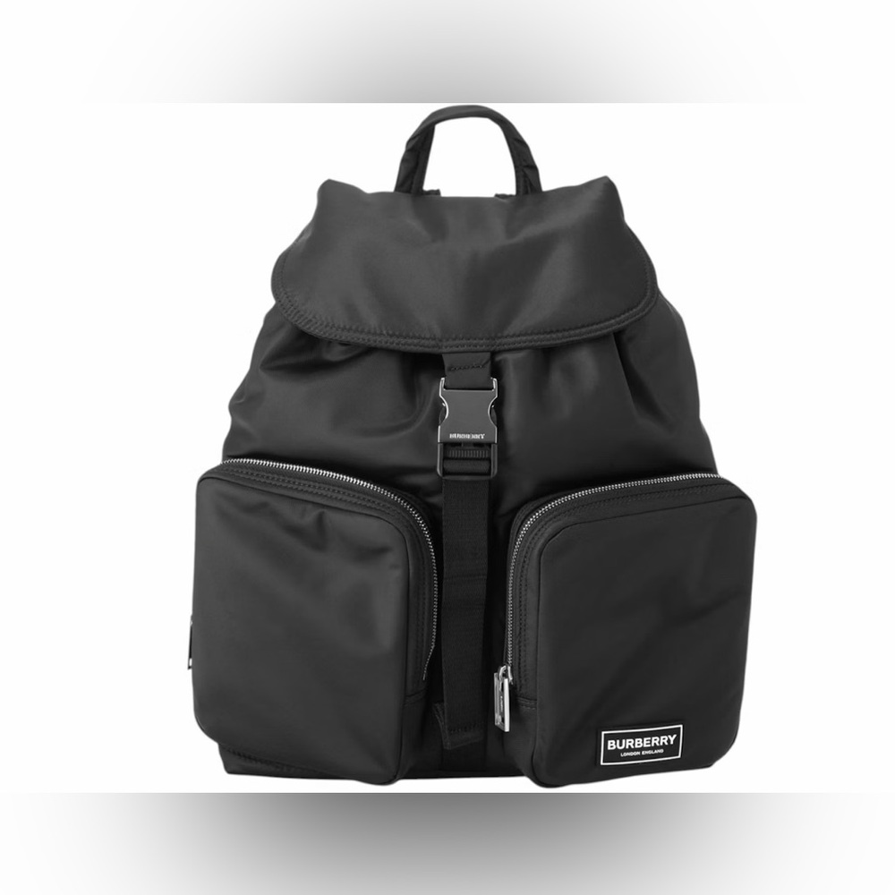 Burberry Black nylon flip Backpack small NEW - Picture 2 of 10